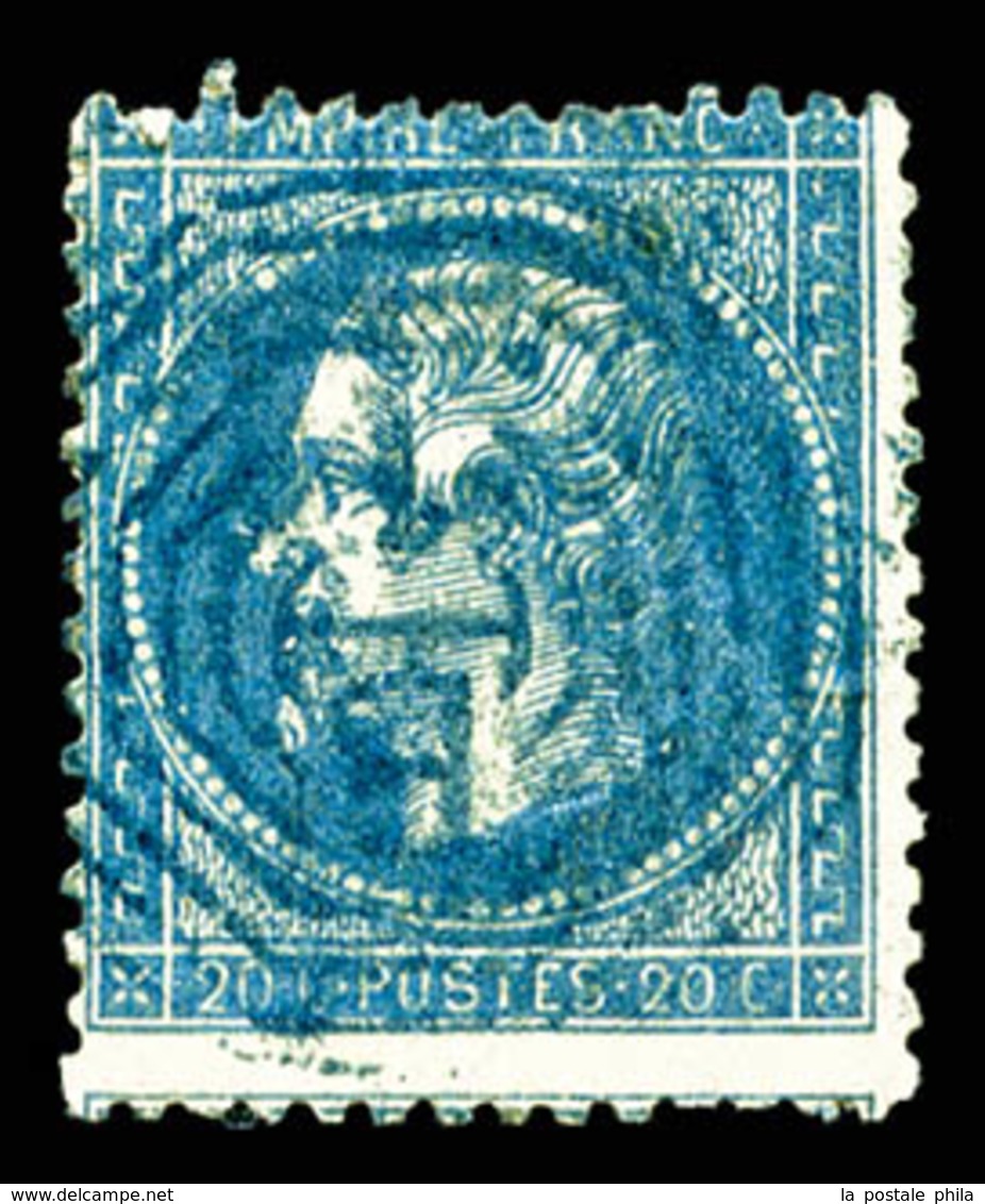 O N°22, 20c Bleu Obl Cachet Japonais En Bleu, Def. R.R. (certificat)   Qualité: O - 1862 Napoleon III