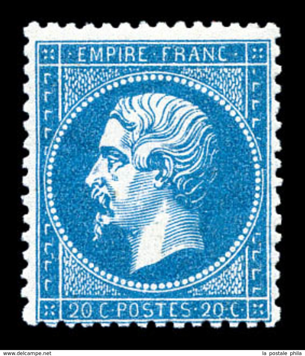 ** N°22a, 20c Bleu Foncé, Fraîcheur Postale. SUP (signé/certificat)   Qualité: ** - 1862 Napoléon III