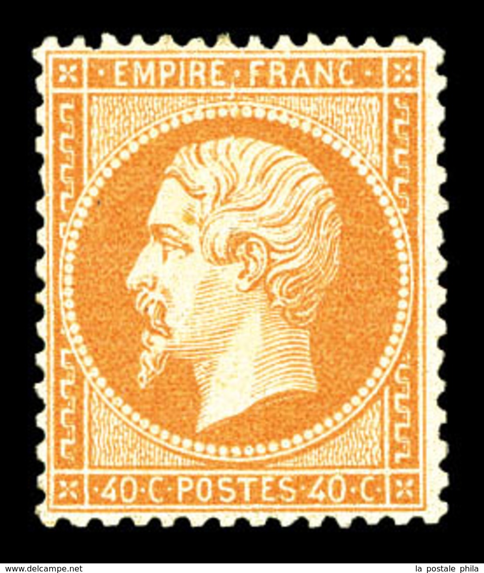 * N°23, 40c Orange, Frais, TTB (signé Brun/Scheller/certificat)   Qualité: *   Cote: 2900 Euros - 1862 Napoleon III