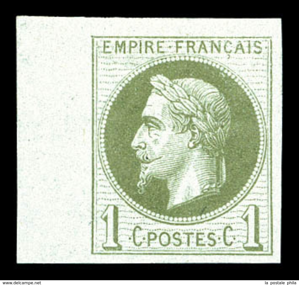 * N°25c, Rothschild, 1c Olive Impression Fine Non Dentelé Bdf, Fraîcheur Postale. SUP (signé Scheller/certificat)   Qual - 1863-1870 Napoleone III Con Gli Allori