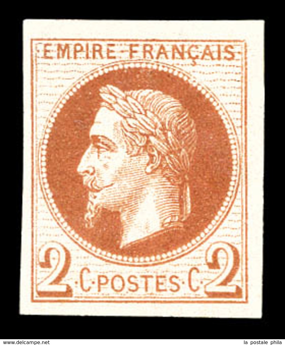 * N°26Af, 2c Brun Non Dentelé, Impression De Rothschild, TTB (certificat)   Qualité: *   Cote: 400 Euros - 1863-1870 Napoléon III Lauré