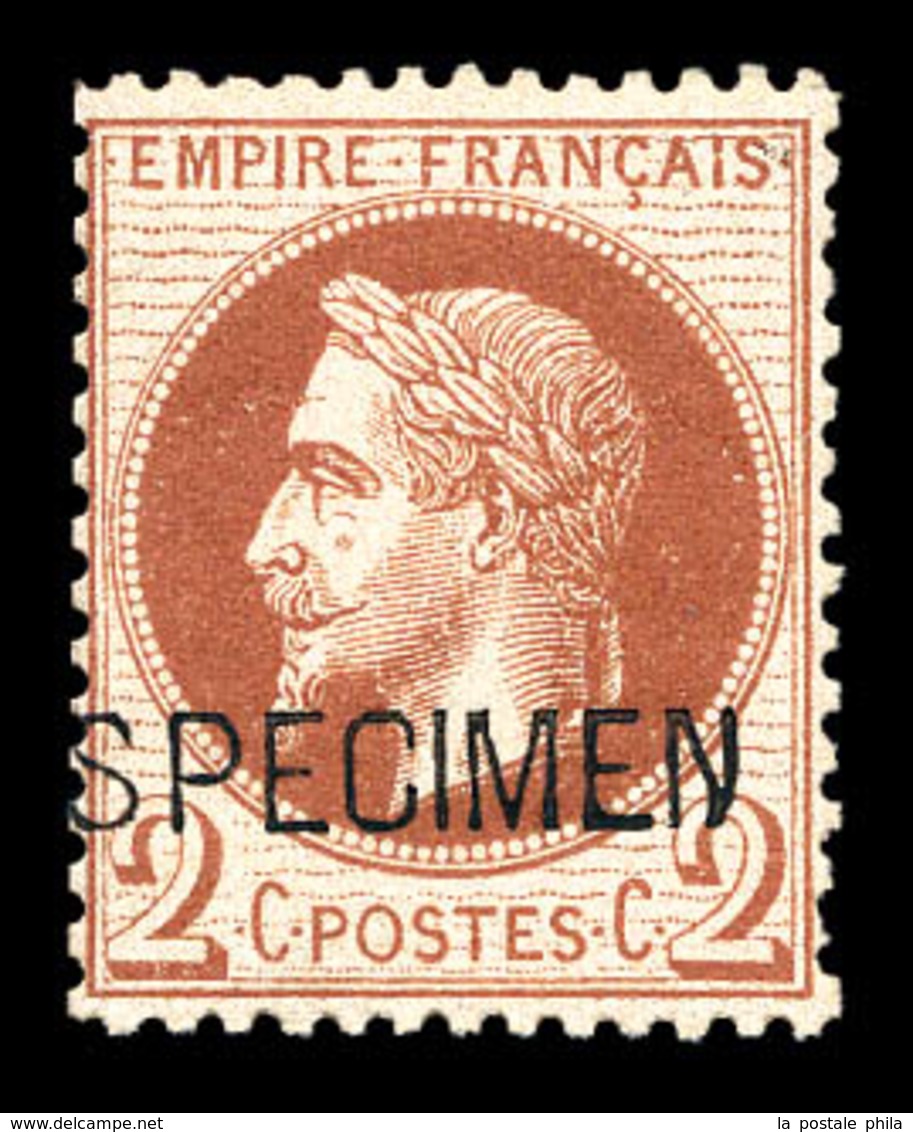 ** N°26Be, 2c Rougebrun Surchargé 'SPECIMEN'. SUP (signé Calves/certificat)   Qualité: ** - 1863-1870 Napoleon III With Laurels