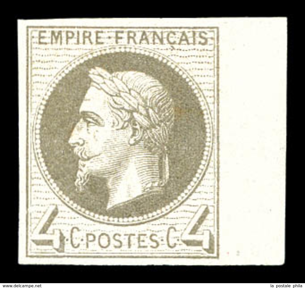 * N°27Bf, Rothschild, 4c Gris Non Dentelé Bdf. TTB (certificat)   Qualité: *   Cote: 285 Euros - 1863-1870 Napoléon III Lauré