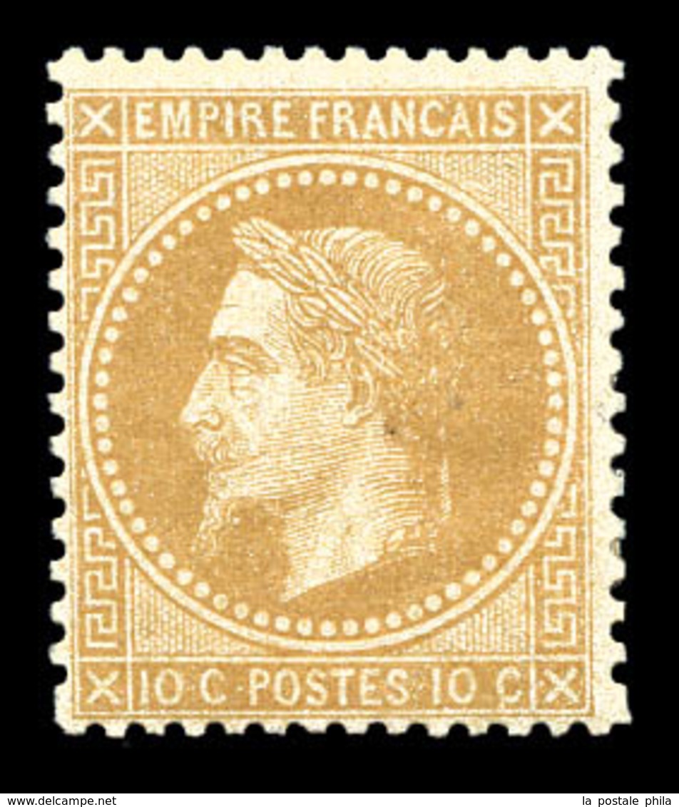 * N°28A, 10c Bistre Type I. TB (certificat)   Qualité: *   Cote: 800 Euros - 1863-1870 Napoléon III Lauré