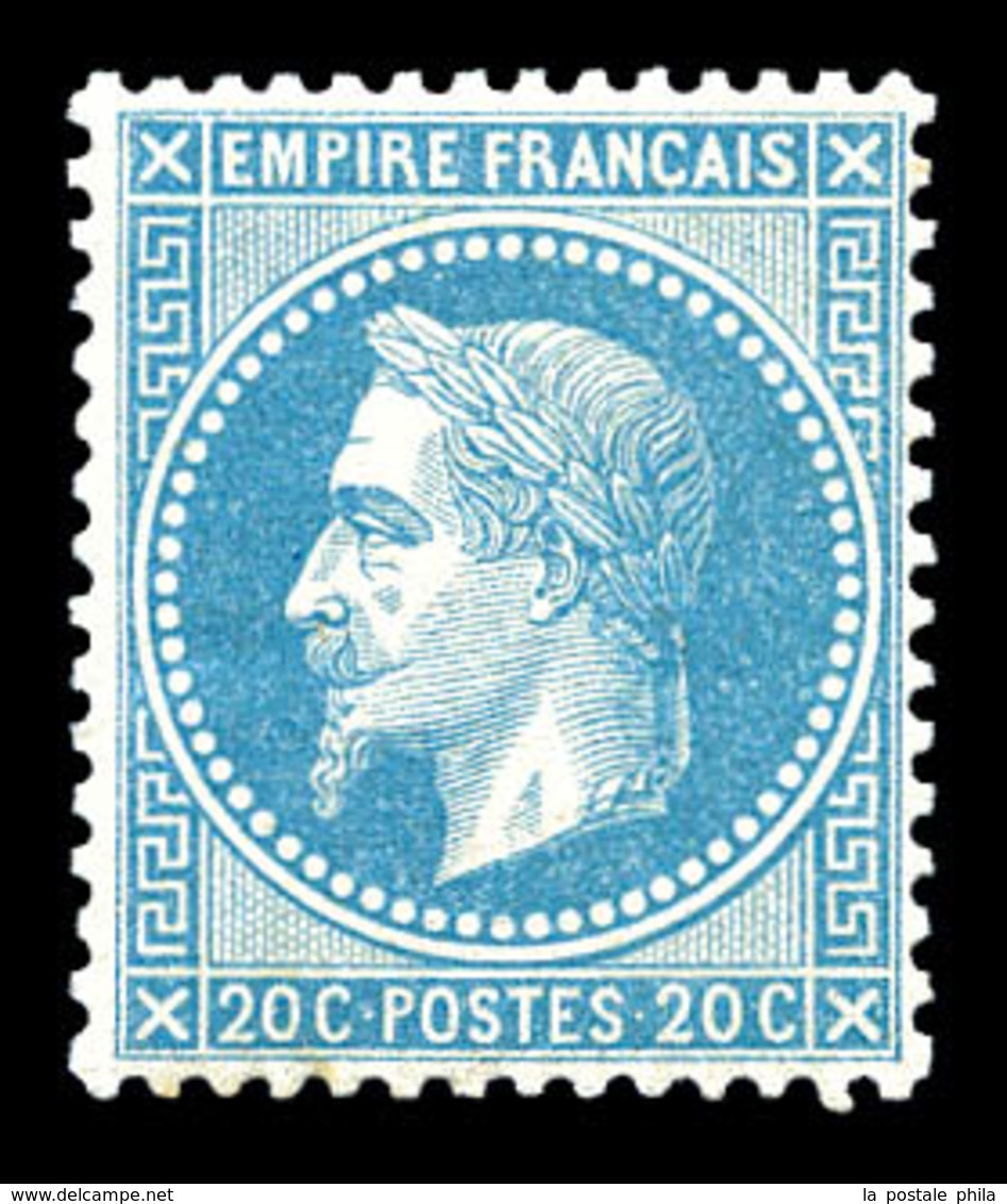 ** N°29A, 20c Bleu Type I, Bon Centrage, Fraîcheur Postale. SUP (signé Scheller/certificat)   Qualité: ** - 1863-1870 Napoléon III Lauré