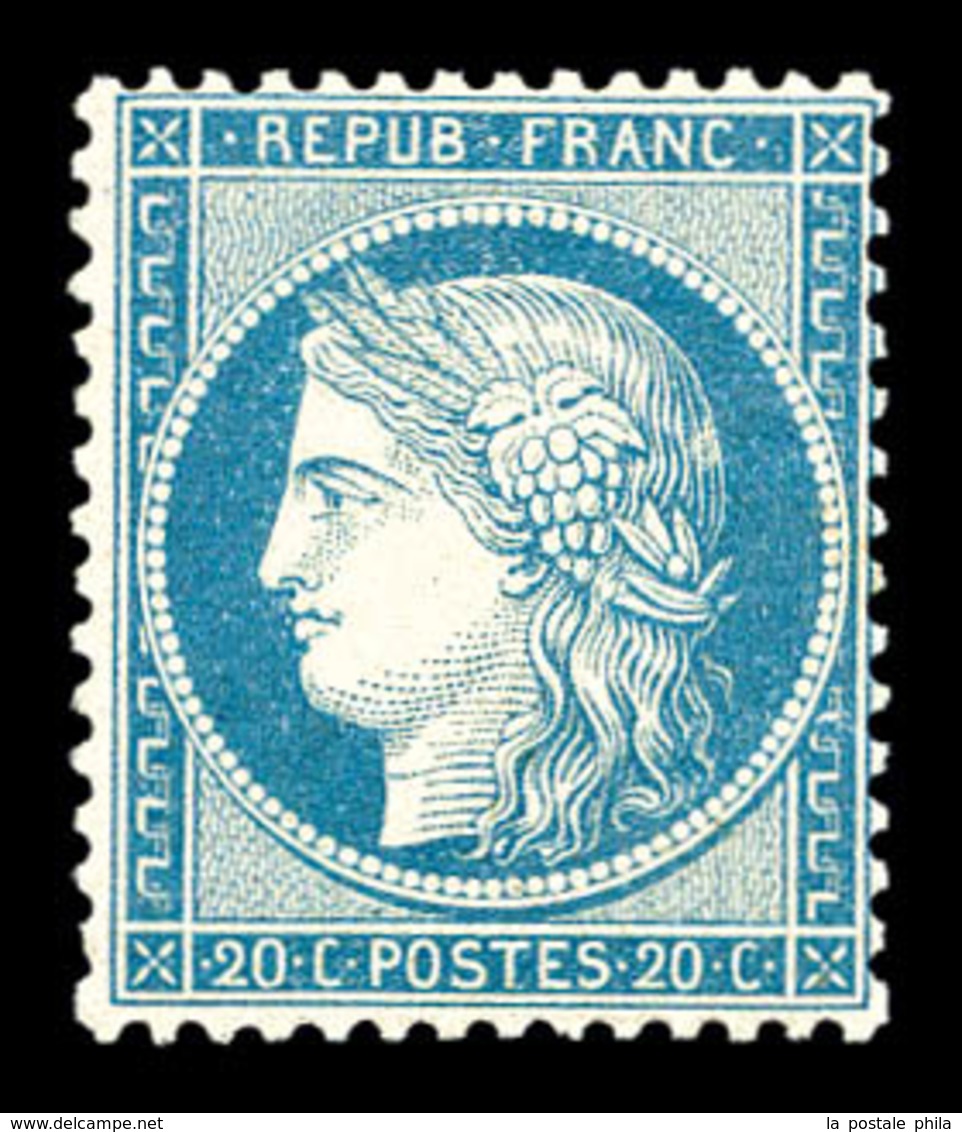 ** N°37, 20c Bleu. TTB (certificat)   Qualité: ** - 1870 Siege Of Paris