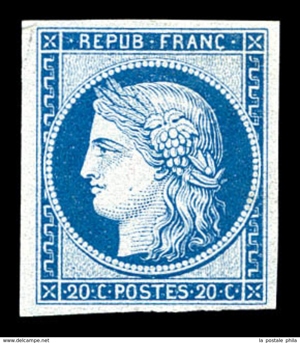 (*) N°37f, Granet, 20c Bleu, Bord De Feuille, Fraîs, SUP (certificat)   Qualité: (*)   Cote: 500 Euros - 1870 Assedio Di Parigi