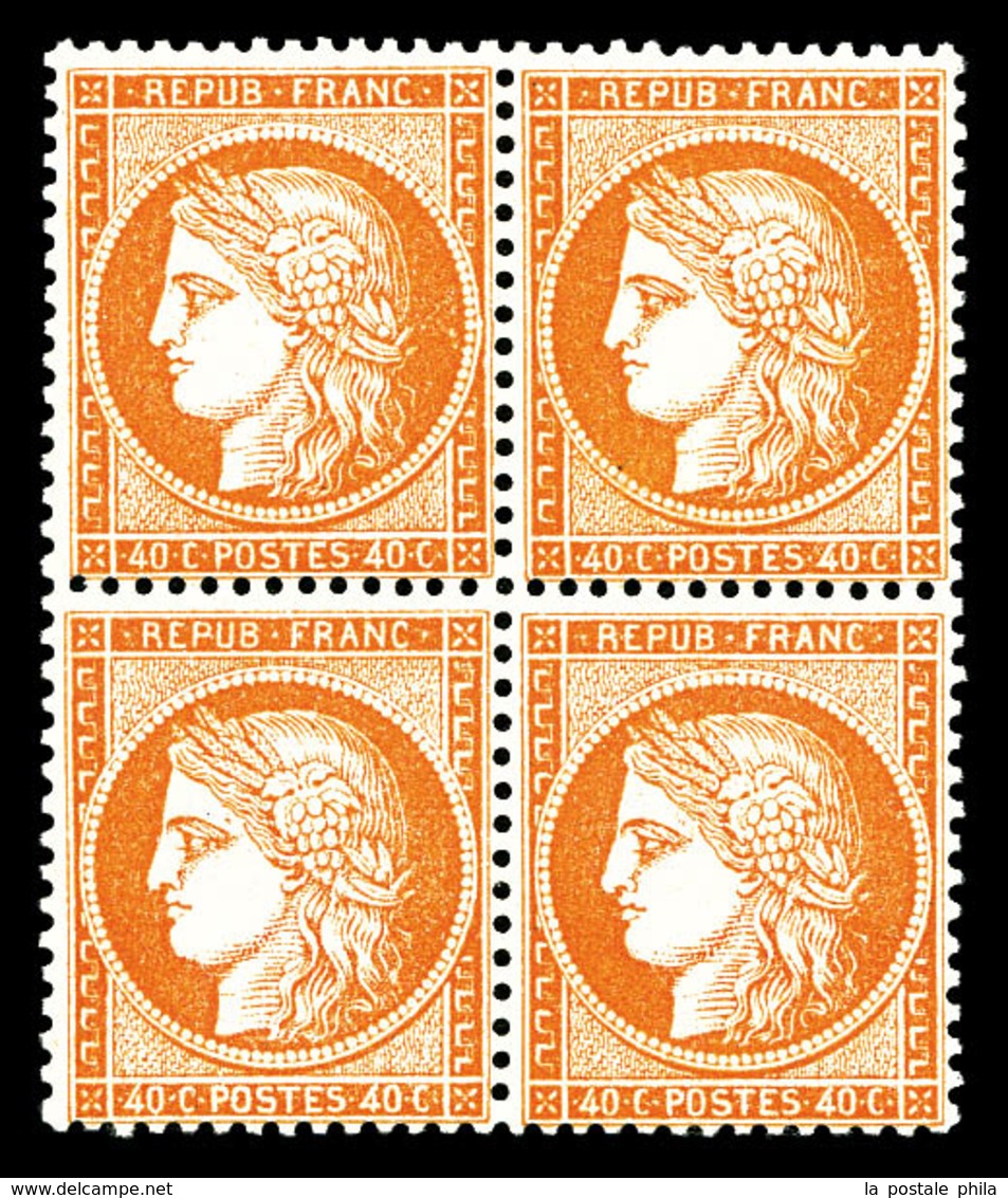 ** N°38, 40c Orange, Bloc De Quatre, Léger Pli De Gomme Sur 2ex, Fraîcheur Postale. TTB (certificat)   Qualité: ** - 1870 Siège De Paris