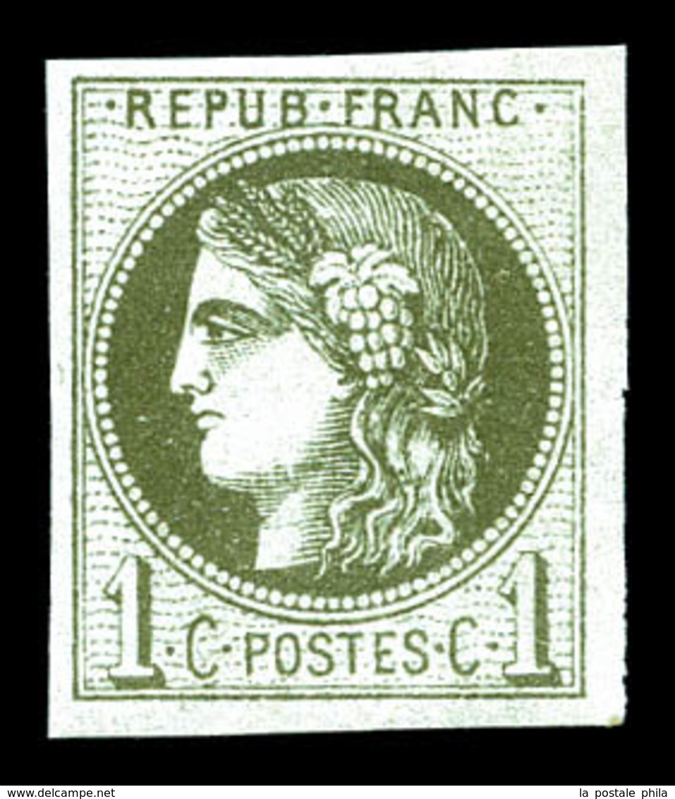 ** N°39Ab, 1c Olive Foncé Report 1, Très Frais. TTB   Qualité: ** - 1870 Ausgabe Bordeaux