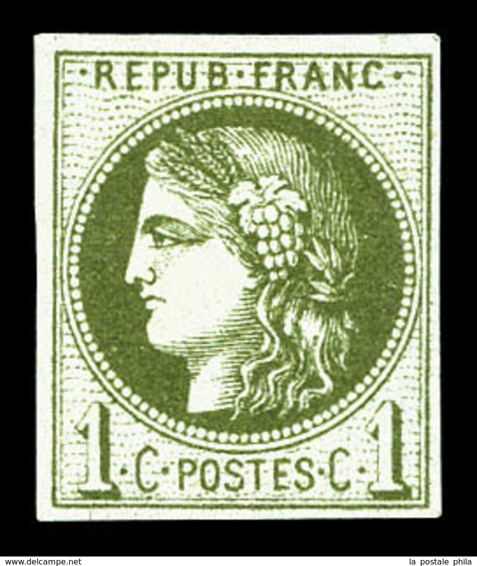 * N°39Ab, 1c Olivefoncé Report 1. TB (signé Scheller)   Qualité: *   Cote: 400 Euros - 1870 Bordeaux Printing