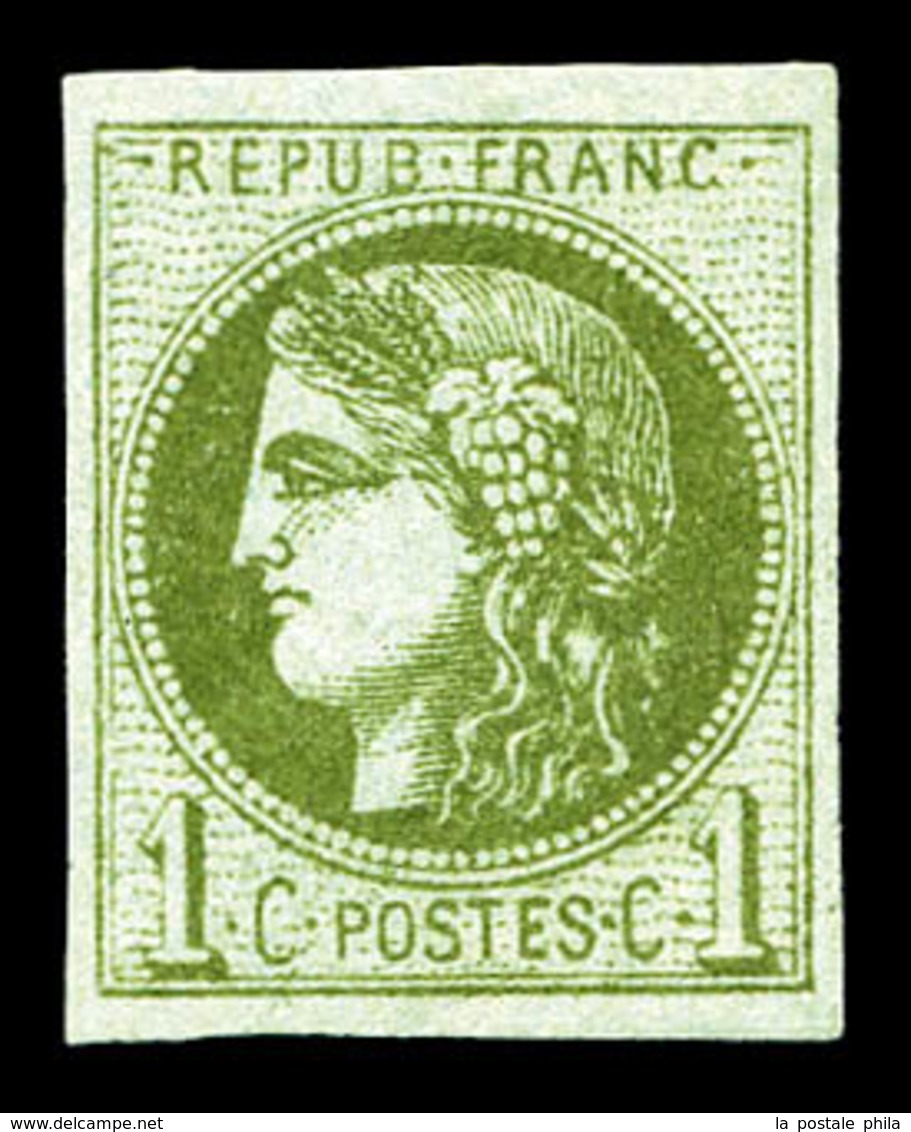 ** N°39B, 1c Olive Rep 2, Fraîcheur Postale. SUP   Qualité: ** - 1870 Bordeaux Printing