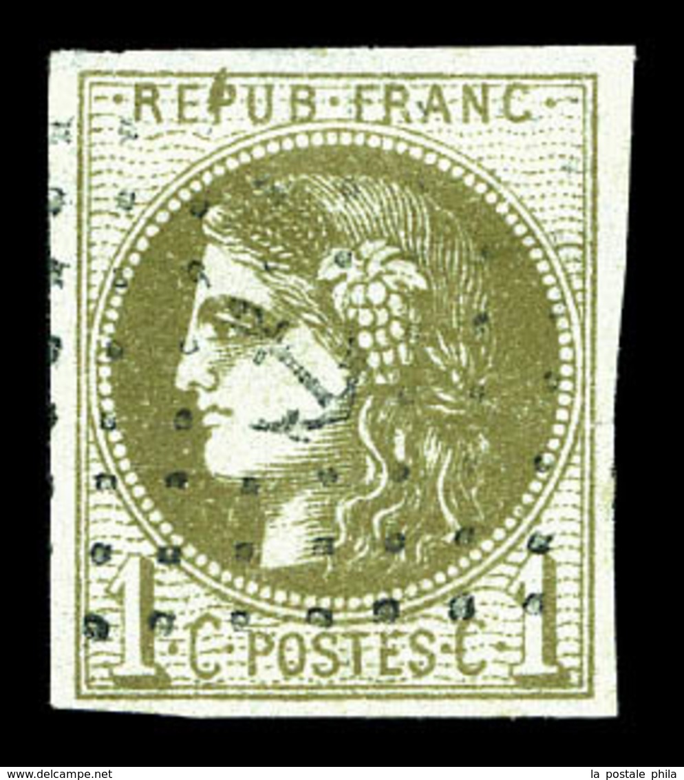 O N°39C, 1c Olive Report 3 Obl Ancre. TB   Qualité: O   Cote: 700 Euros - 1870 Bordeaux Printing