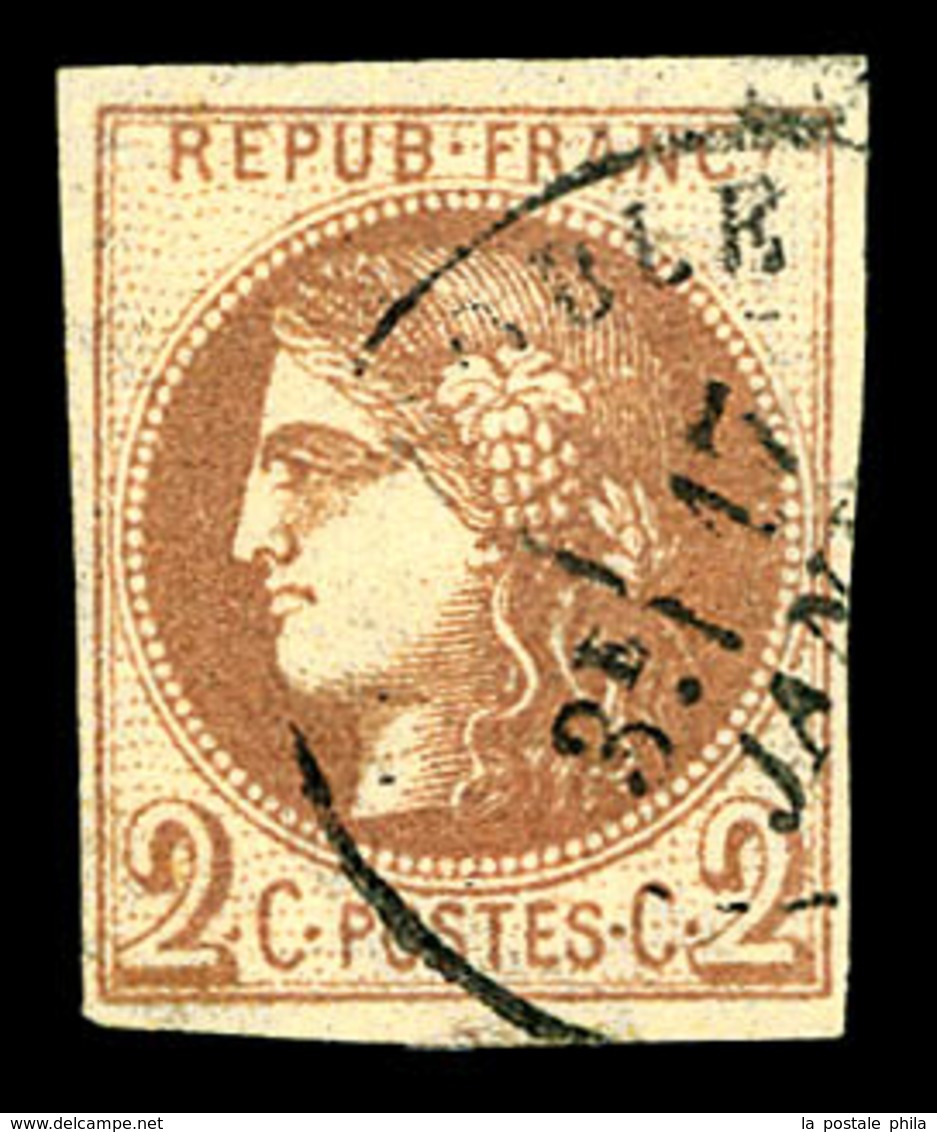 O N°40Aa, 2c Chocolat Rep 1, Frais. TTB (signé Calves/certificats)   Qualité: O   Cote: 1500 Euros - 1870 Bordeaux Printing