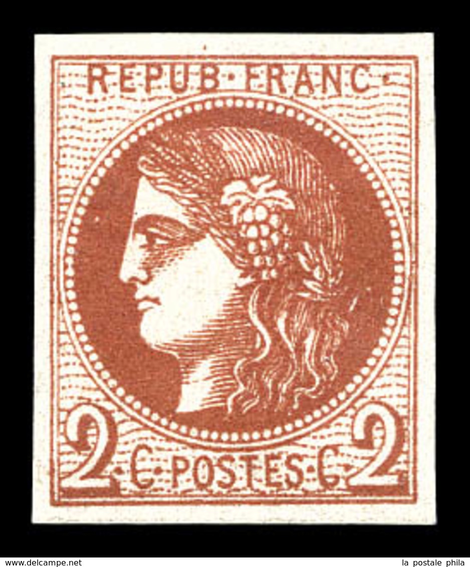 ** N°40B, 2c Brunrouge Rep II, Fraîcheur Postale. SUP (certificat)   Qualité: ** - 1870 Emissione Di Bordeaux