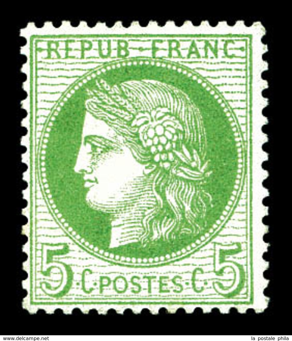 ** N°53, 5c Vertjaune Sur Azuré, Fraîcheur Postale. TTB (signé Scheller/certificat)   Qualité: ** - 1871-1875 Cérès