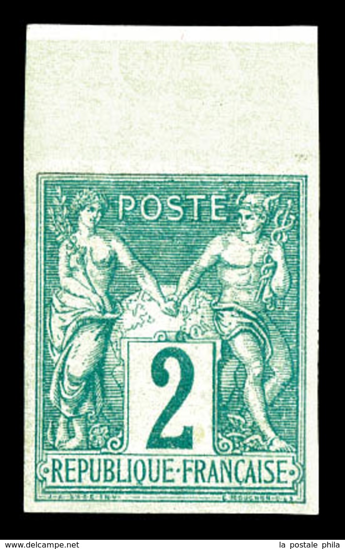 ** N°62a, 2c Vert Type I Non Dentelé Bord De Feuille, Fraîcheur Postale, SUP (certificat)    Qualité: ** - 1876-1878 Sage (Type I)