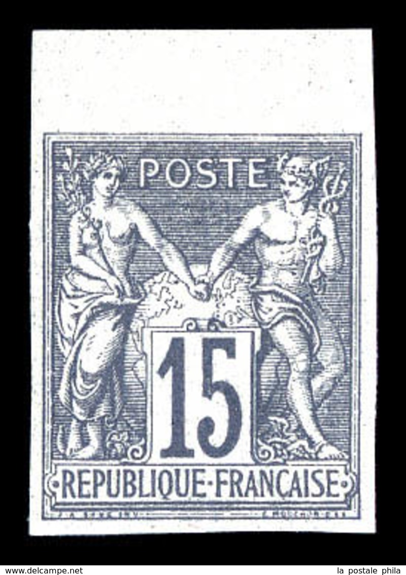 * N°66a, 15c Gris Type I Non Dentelé, Bord De Feuille. SUP (signé Brun/certificat)   Qualité: *   Cote: 900 Euros - 1876-1878 Sage (Tipo I)