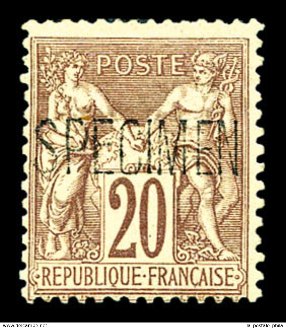 * N°67c, 20c Brunlilas Type I Surchargé 'SPECIMEN'. SUP. R.R. (certificat)   Qualité: *   Cote: 1250 Euros - 1876-1878 Sage (Type I)