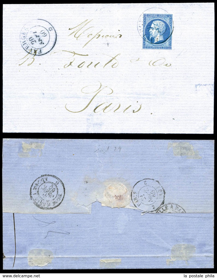 O N°14, 20c Empire Obl Cachet Sarde Faverges Sur Lettre Pour Paris. R. (certificat)   Qualité: O - 1849-1876: Classic Period