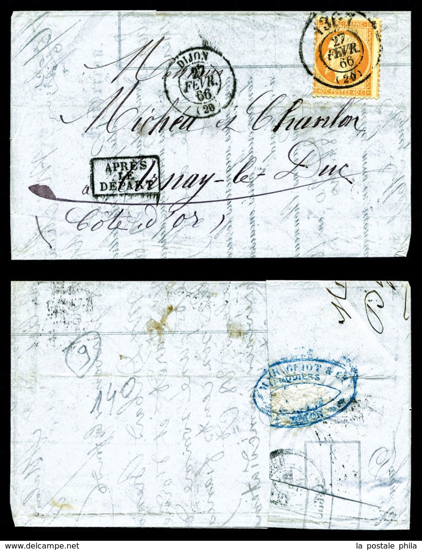 O N°23, 40c Empire, Obl Bureau De Passe '1307' De Dijon Sur Lettre. TB   Qualité: O   Cote: 465 Euros - 1849-1876: Periodo Classico