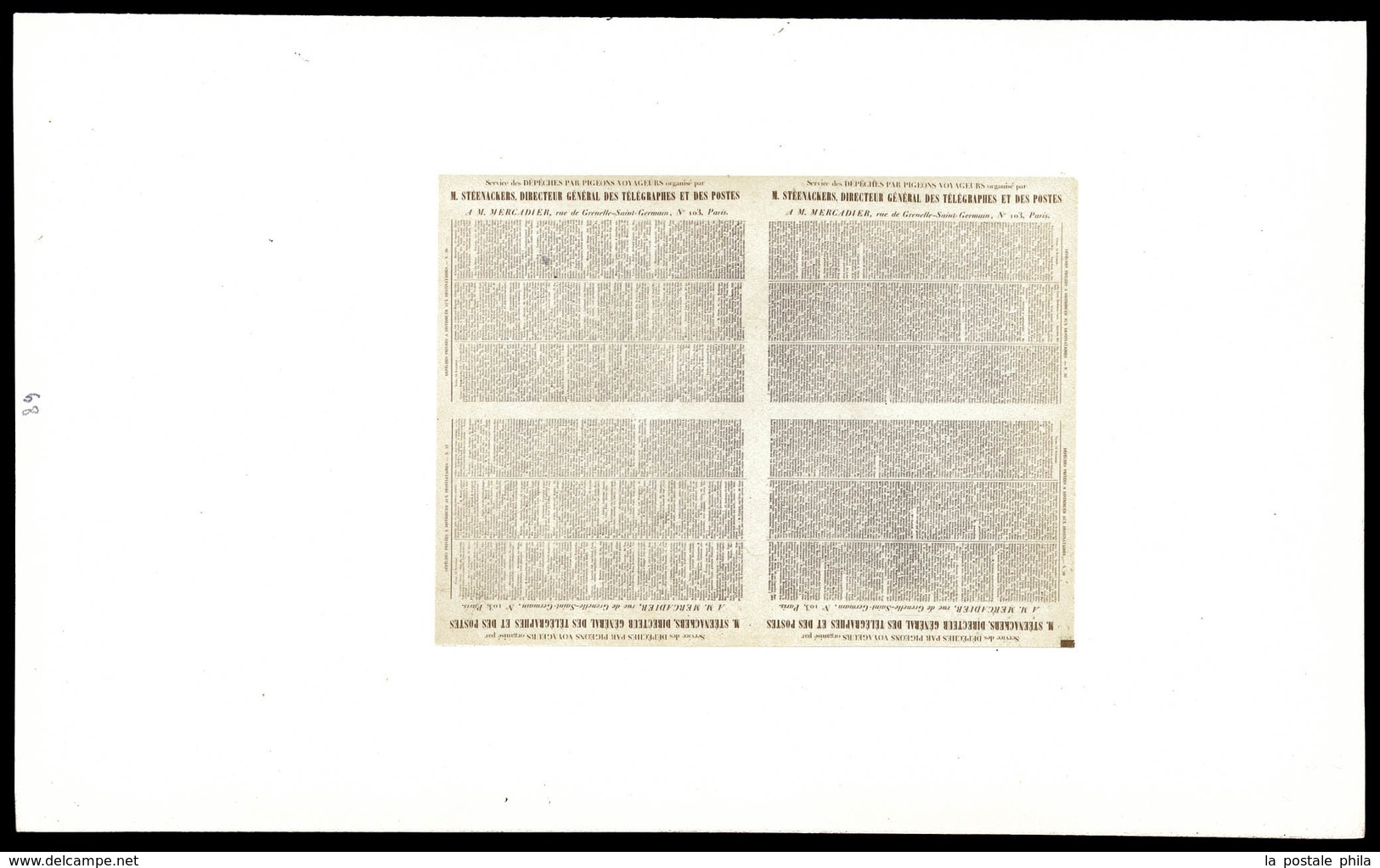 (*) Depêche Privée: 4 Exemplaires, N°35 à 38 Sur Papier Photo, TTB (certificat)   Qualité: (*) - War 1870