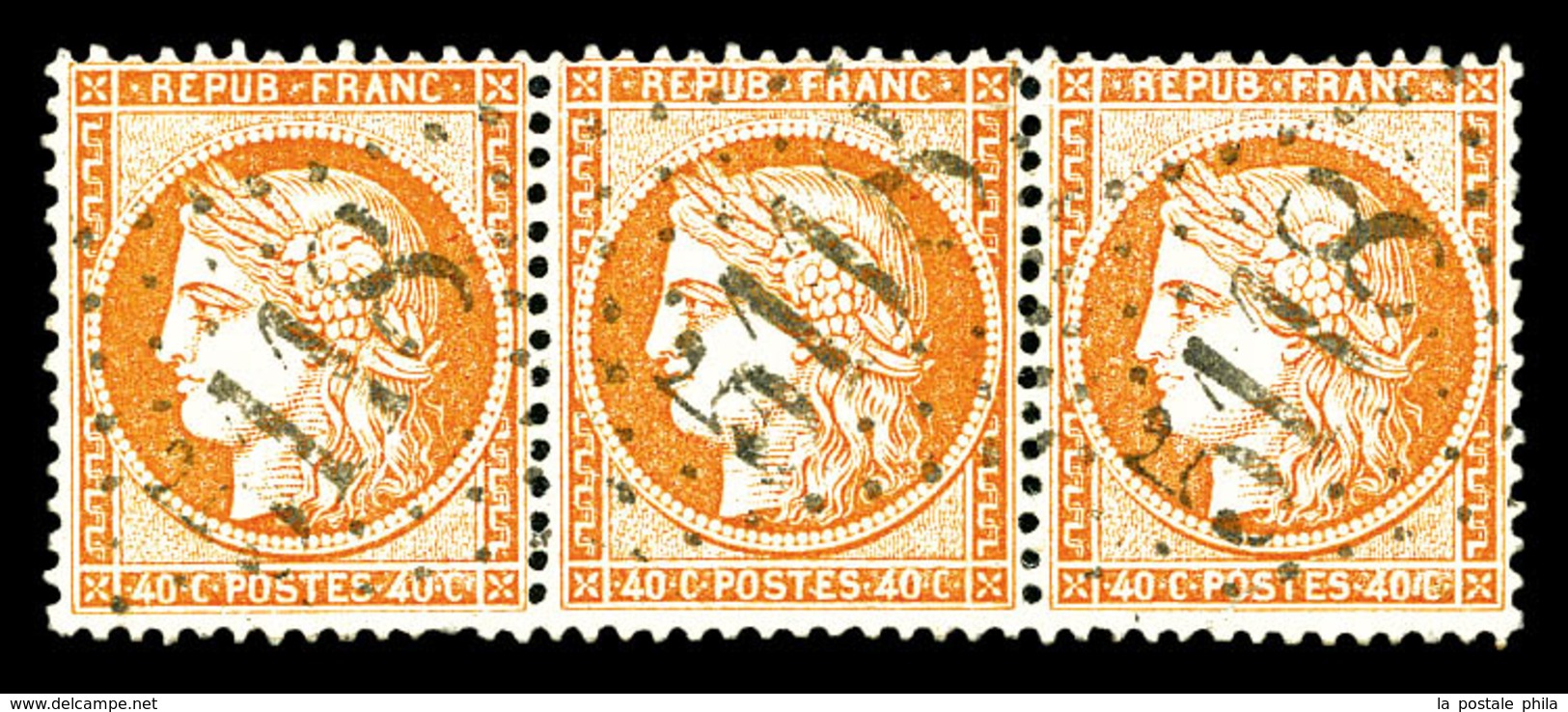 O Yokohama, N°38, 40c Siège, Bande De 3 Obl GC '5118'. SUP   Qualité: O   Cote:  Euros - 1849-1876: Période Classique