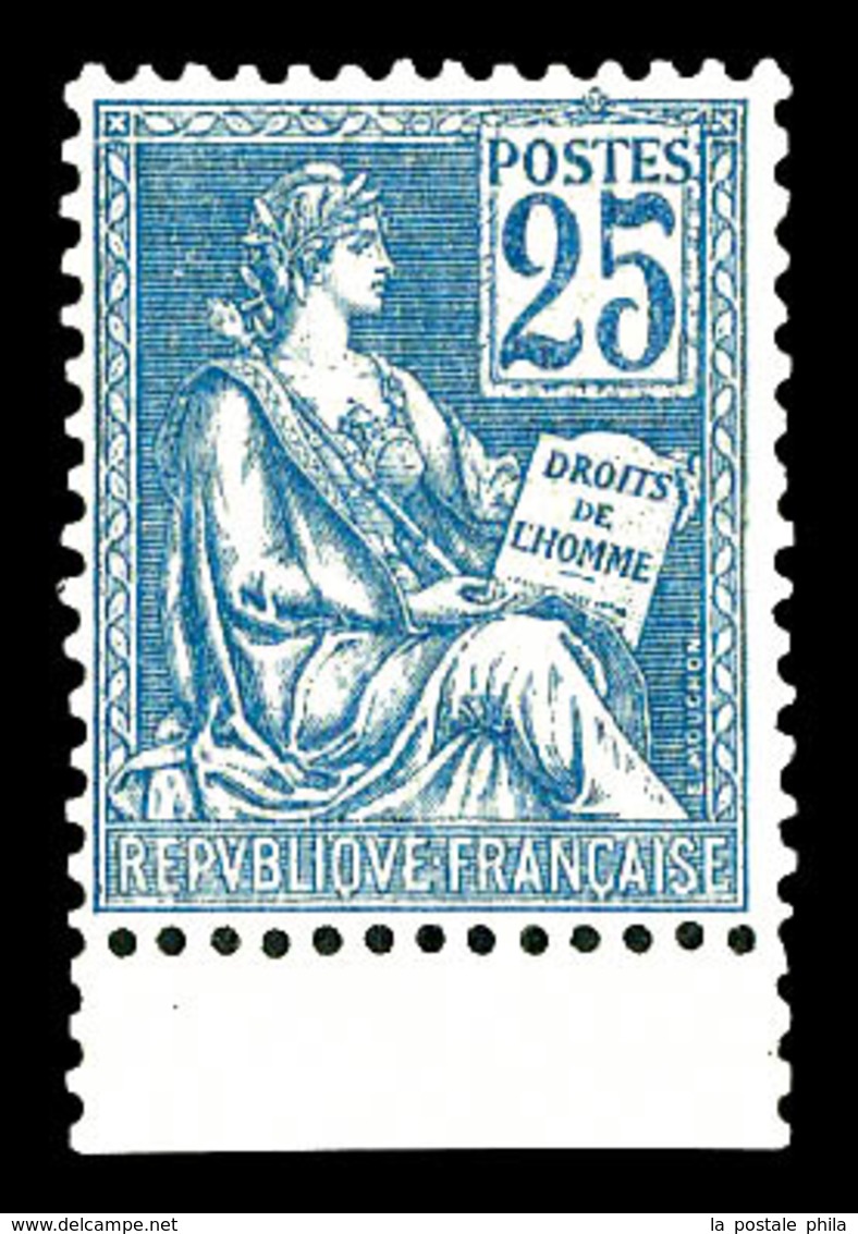 ** N°118, 25c Bleu Type II Bdf. TTB (certificat)   Qualité: **   Cote: 550 Euros - 1900-02 Mouchon