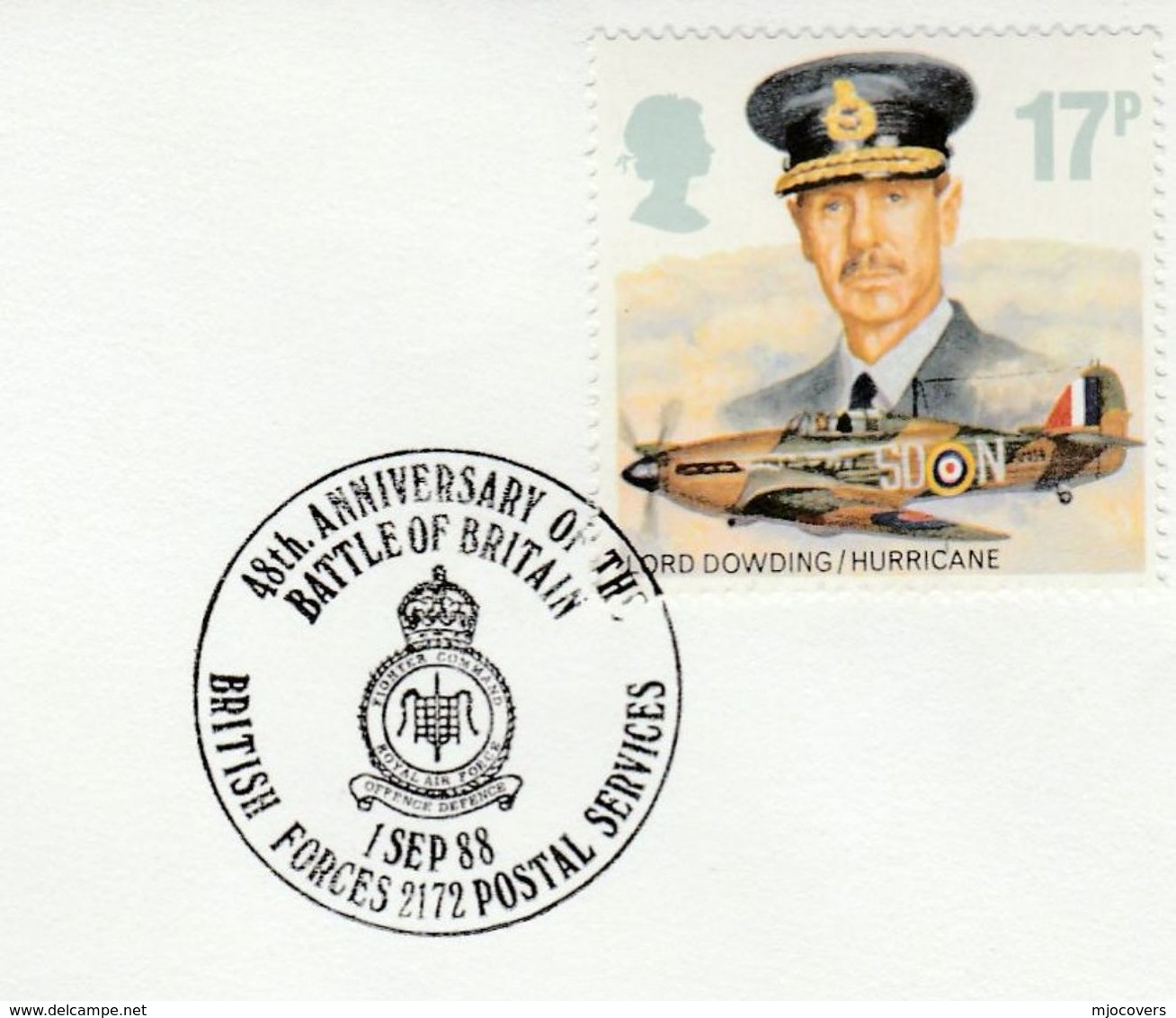 1988 British Forces BATTLE OF BRITAIN  Anniv EVENT COVER GB Stamps Wwii Aviation - Seconda Guerra Mondiale