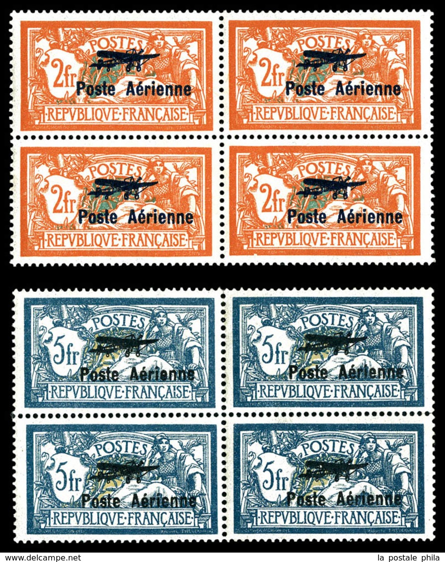 ** N°1/2, Paire Merson Surchargés En Bloc De Quatre, TRES BON CENTRAGE, FRAÎCHEUR POSTALE, SUPERBE Et R.R.R. (signés Cal - 1927-1959 Nuovi