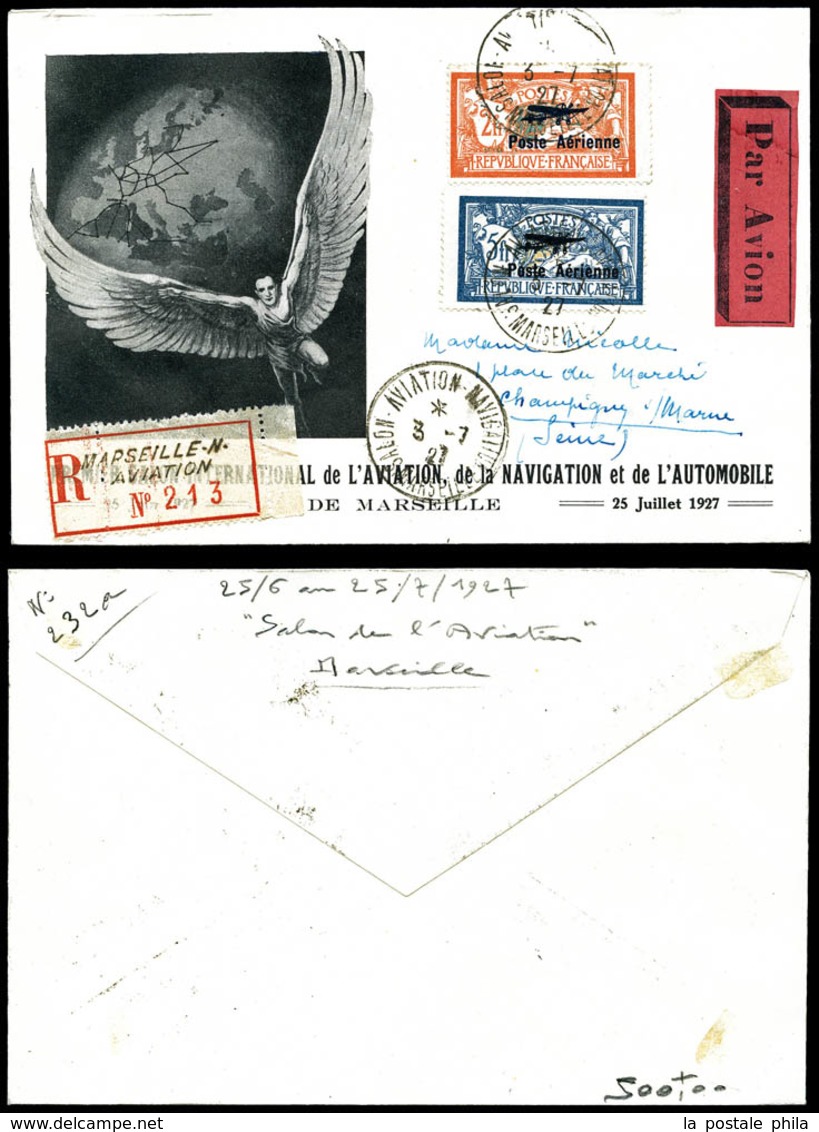 O N°1/2, Paire Merson Surchargée Sur Lettre De L'Exposition Recommandée, SUP (certificat)   Qualité: O   Cote: 700 Euros - 1927-1959 Neufs