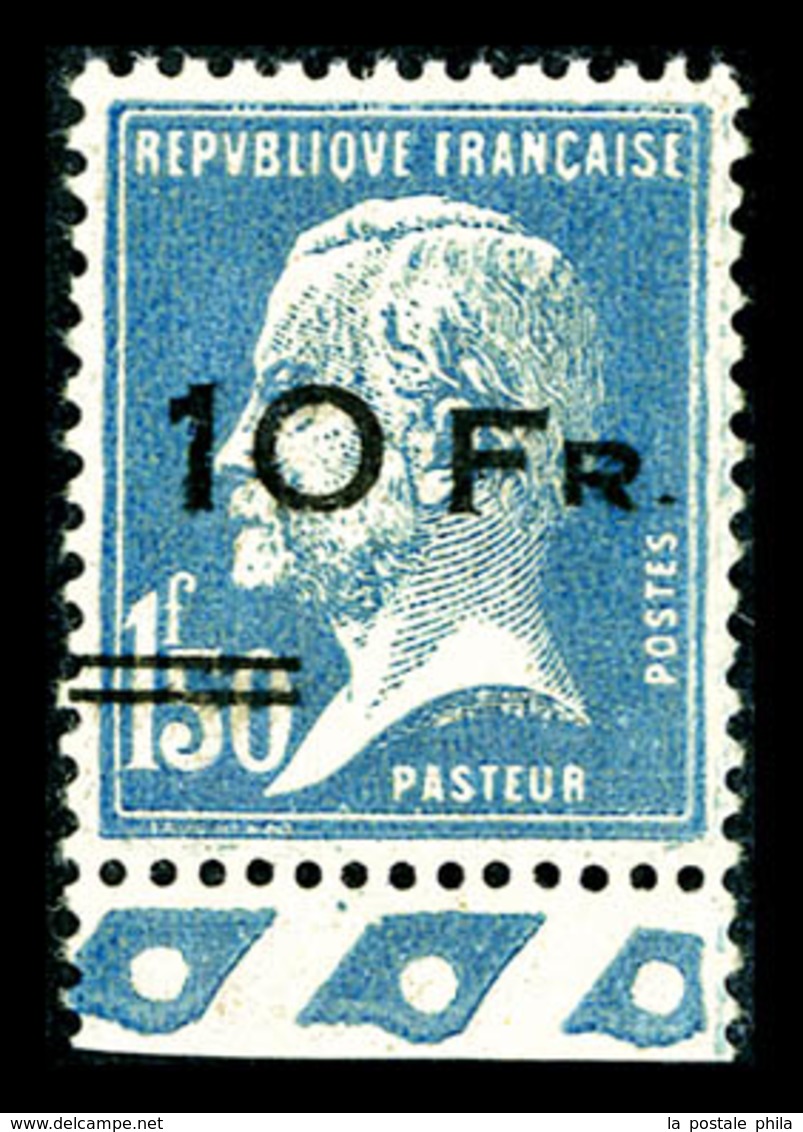 ** N°4, Pasteur Surchargé à Bord Du Paquebot 'ILE DE FRANCE' 10F Sur 1,50F Bleu Bas De Feuille, Infime Point De Gomme, E - 1927-1959 Neufs