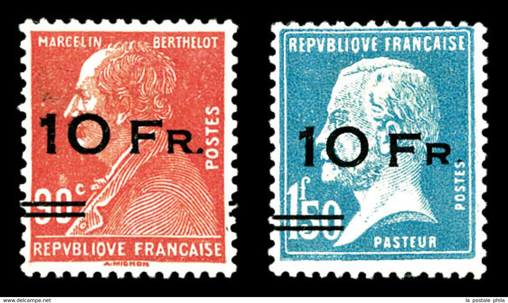 * N°3/4, Paire Berthelot Et Pasteur Surchargée à Bord Du Paquebot 'Ile De France', Grande Fraîcheur. SUP. R.R (signé Bru - 1927-1959 Nuovi