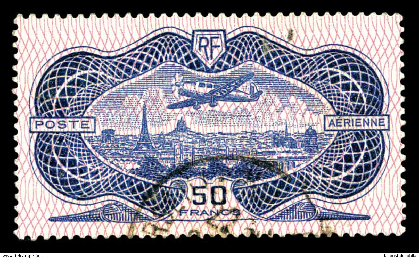 O N°15, Burelé, 50F Outremer, TB   Qualité: O   Cote: 400 Euros - 1927-1959 Nuovi