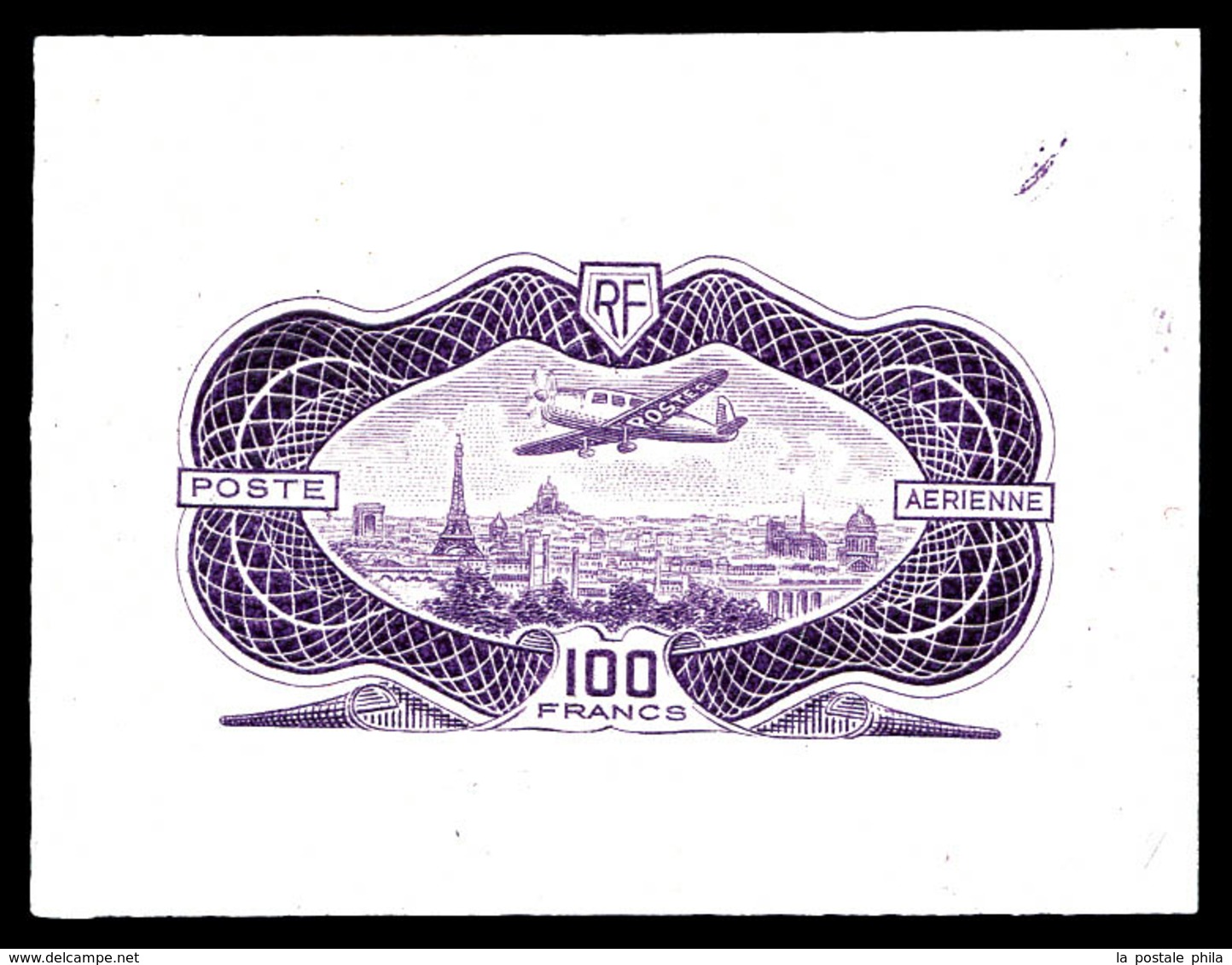 (*) N°15A, NON EMIS, 100F Burelé: épreuve En Violet. SUPERBE. R.R.R. (certificat)   Qualité: (*)   Cote: 12000 Euros - 1927-1959 Neufs