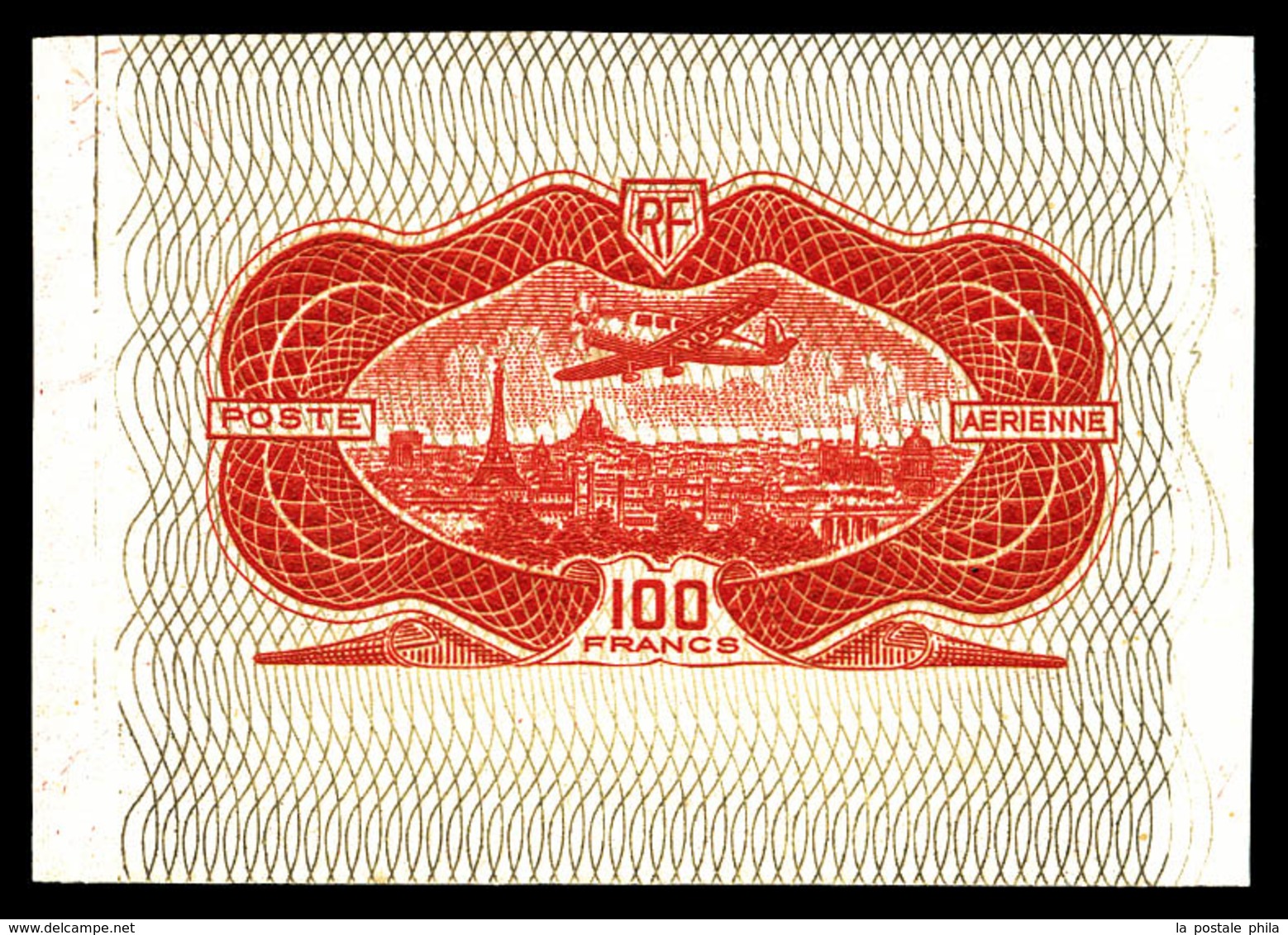 (*) N°15A, NON EMIS, 100F Burelé: épreuve En Rouge, Burelage Bronze. SUPERBE. R.R.R. (certificat)   Qualité: (*)   Cote: - 1927-1959 Neufs