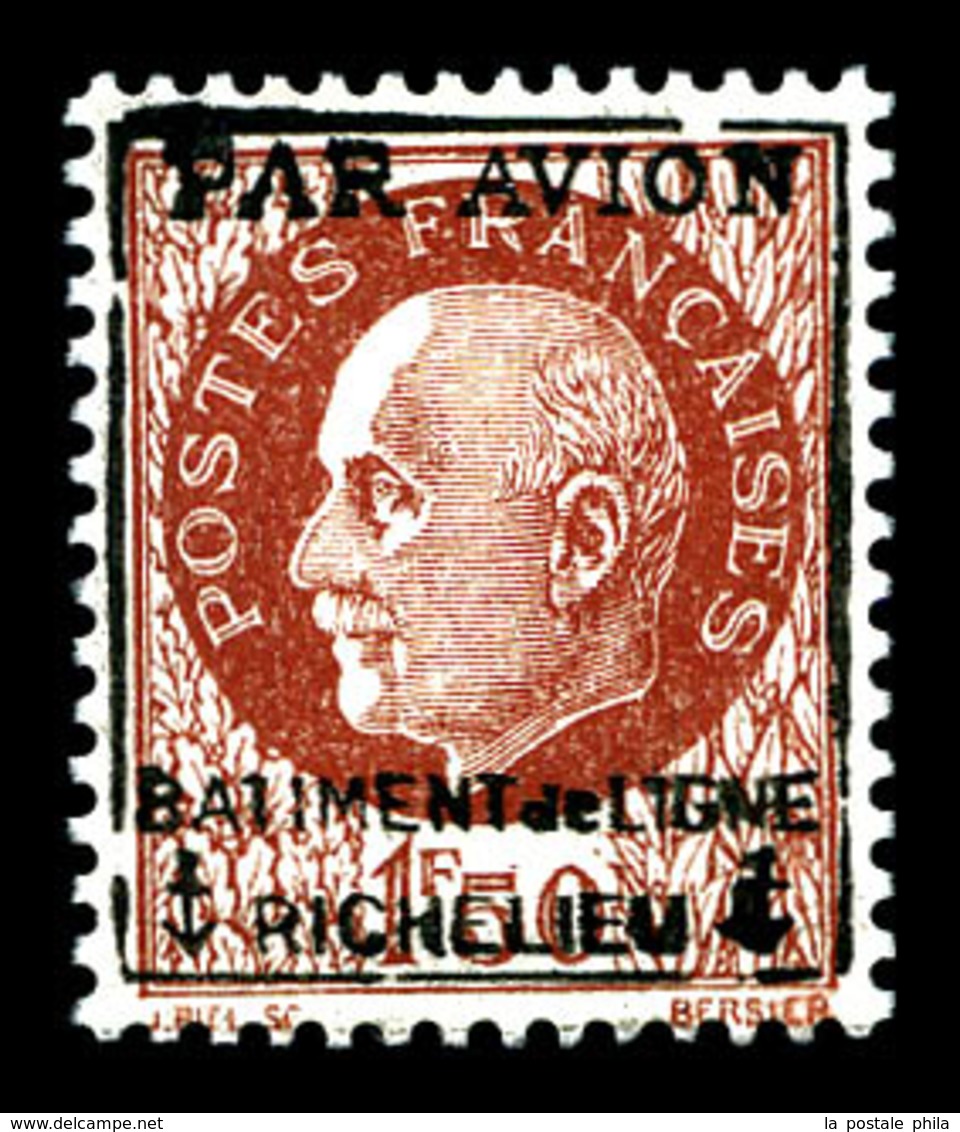 ** N°3, Pétain (N°517), 1F50 Brunrouge Surchargé, Très Bon Centrage, TB   Qualité: **   Cote: 240 Euros - Military Airmail