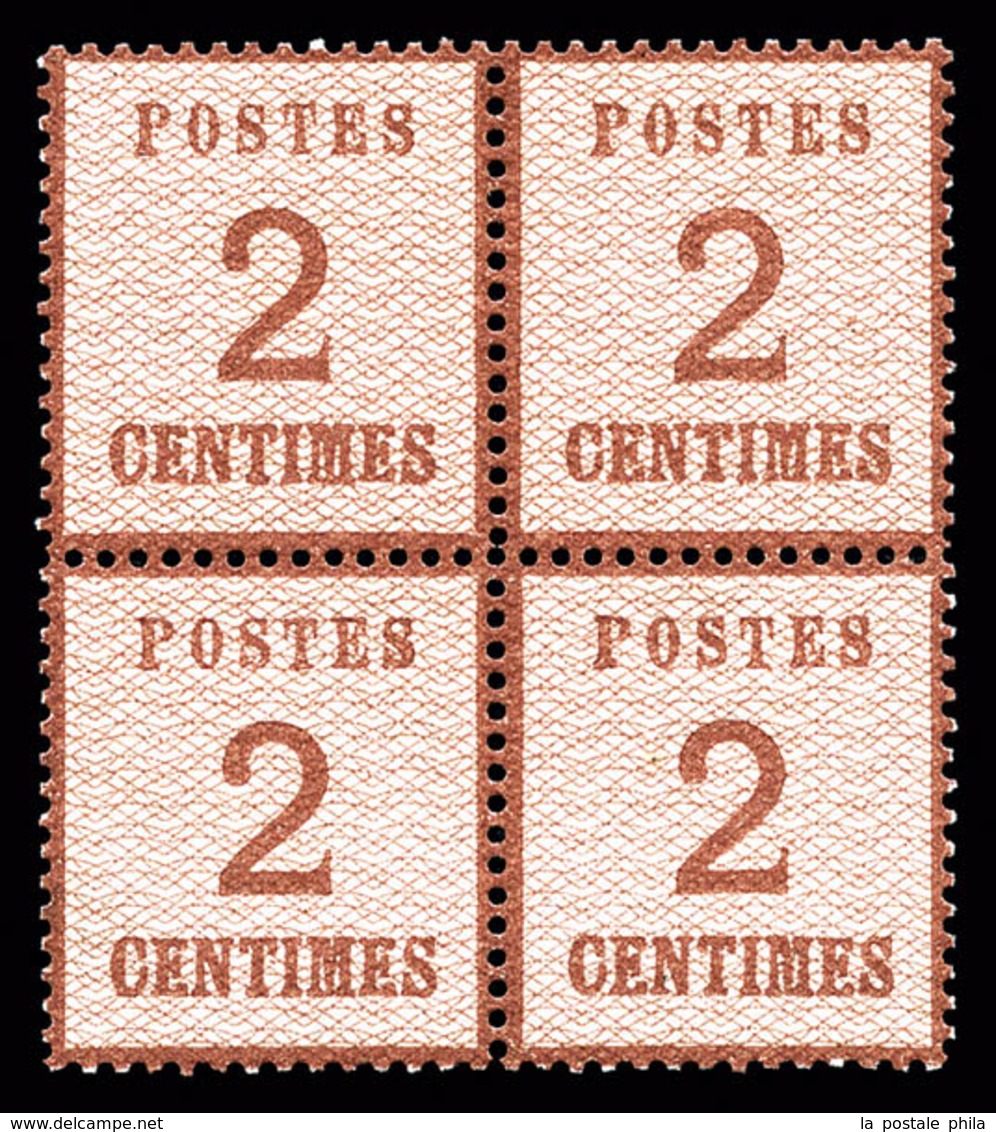 ** N°2b, 2c Brunrouge, Burelage Renversé En Bloc De Quatre, Fraîcheur Postale, Très Bon Centrage, Superbe (signé Calves/ - Altri & Non Classificati