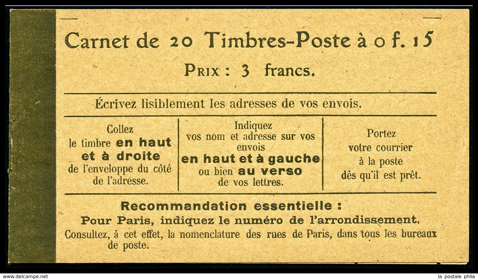 ** N°130C5, 15c Semeuse Lignée, Couverture Postale Avec En 2ème Page: Taxe Revisée Le 12 Août 1919, Papier GC, TTB (cert - Autres & Non Classés