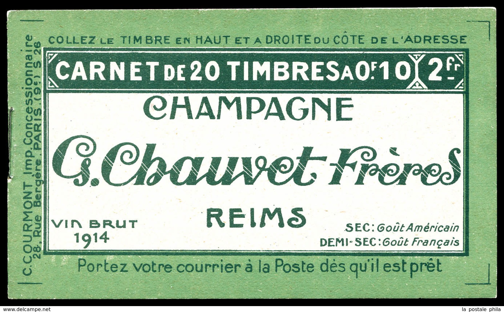 ** N°159C2, Série 26 B, CHAMPAGNE CHAUVET Et AIGLE Avec 1 Timbre Isolé Au Type 1a (case13), RRE Et SUP (certificat)   Qu - Altri & Non Classificati