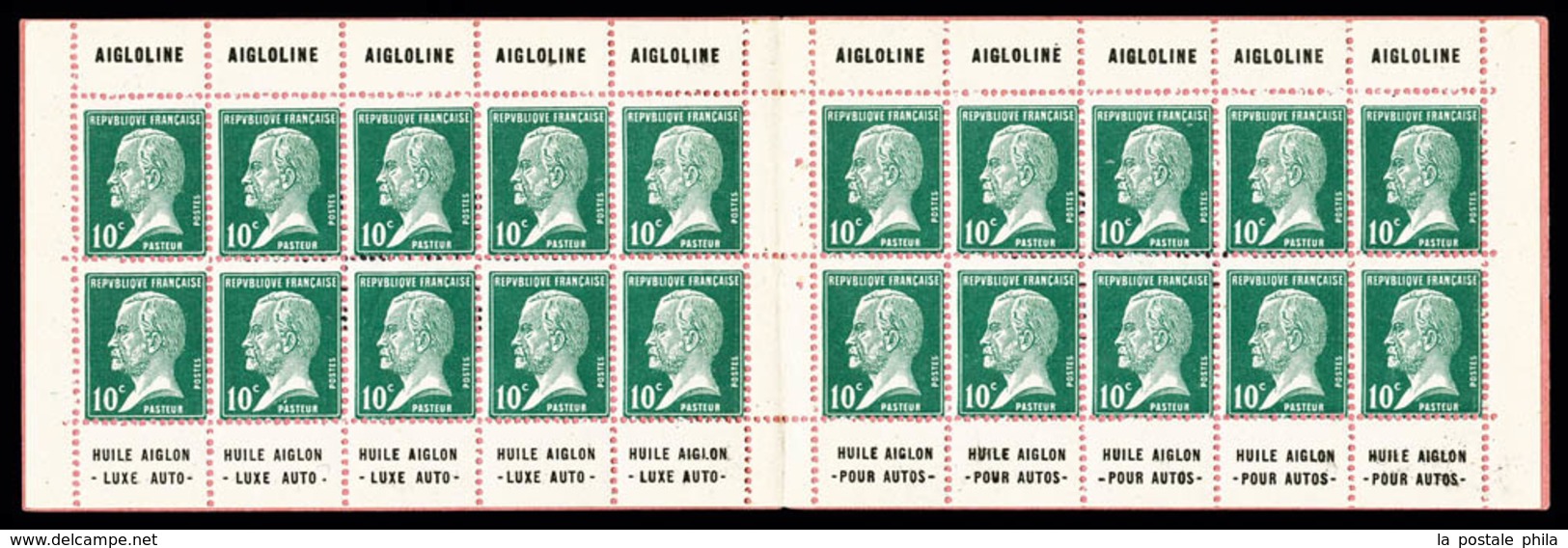 ** N°170CP7, Pasteur, 10c Vert, Pub AIGLON Sur 20 Timbres, Couverture AIGLON, RARE Et SUPERBE (certificat)    Qualité: * - Autres & Non Classés