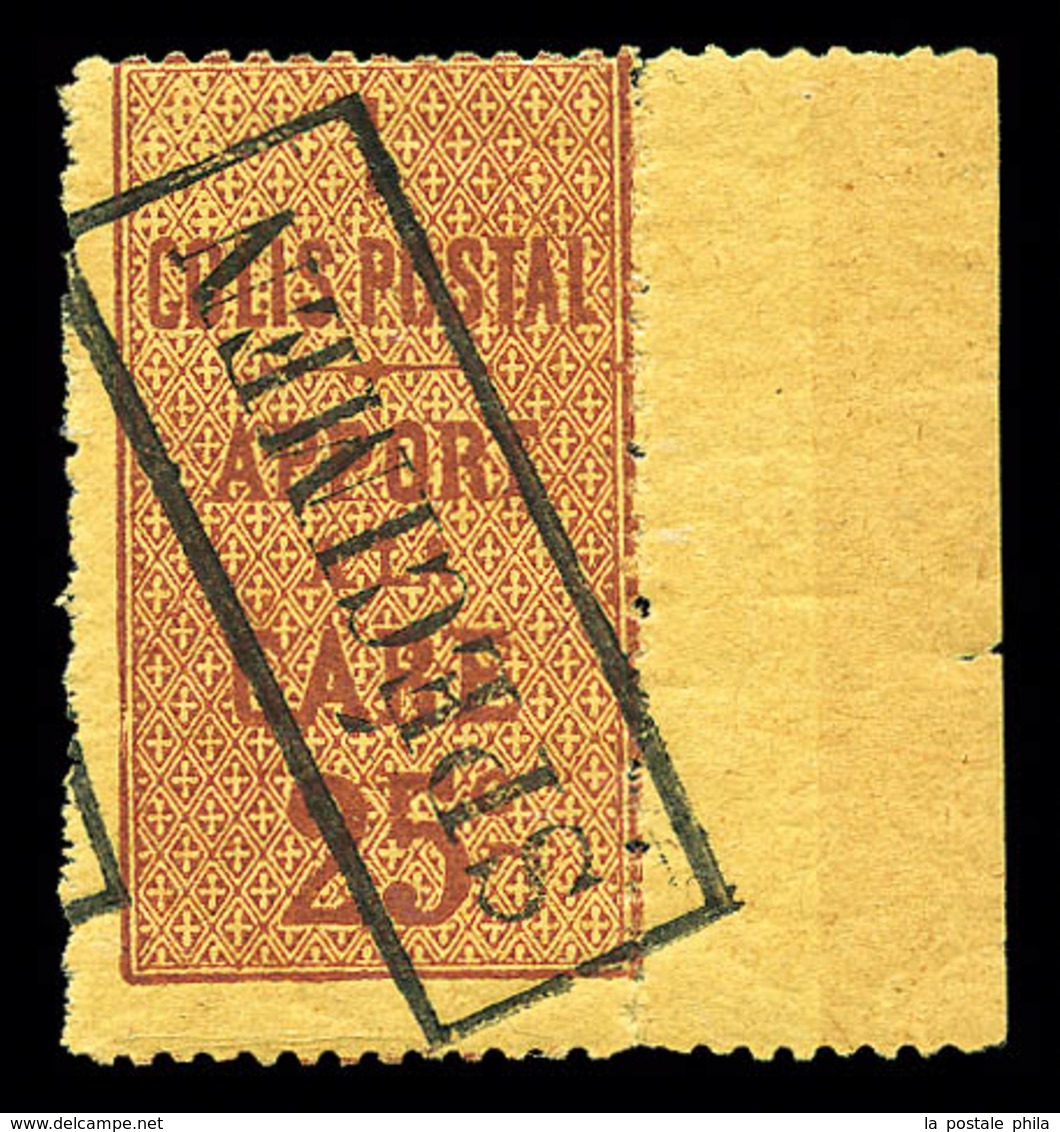 ** N°3, (Maury N°1b), 25c Brun Sur Jaune Surchargé 'SPECIMEN', Bord De Feuille Latéral Droit, Fraîcheur Postale, SUPERBE - Mint/Hinged