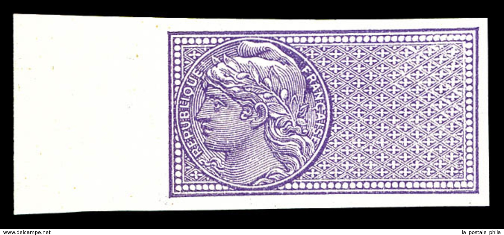 ** N°33g, Violet Sans Légende, NON DENTELÉ Bord De Feuille, SUPERBE (certificat)   Qualité: ** - Neufs