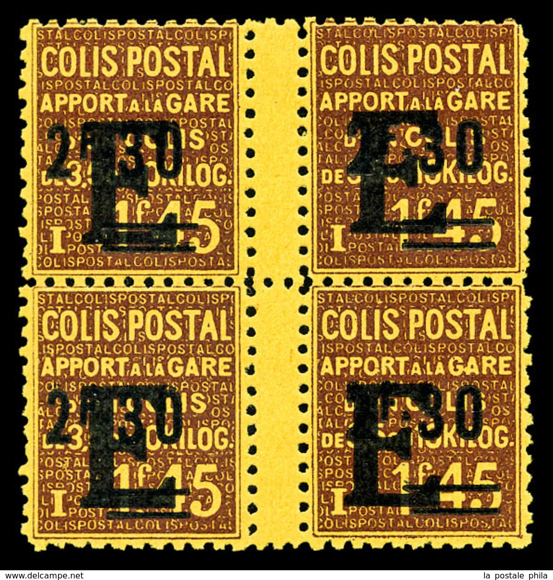 ** N°155A, (N°Maury). Non émis: E Sur 2f30 Sur 1f45. Bloc De 4 Interpanneau. SUPERBE. R.R.R (certificat)   Qualité: **   - Mint/Hinged