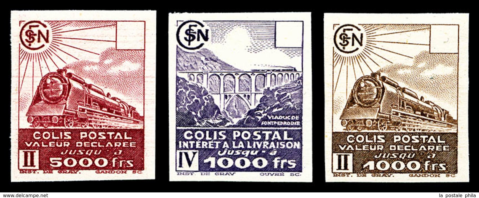 ** N°177b/181b, Valeurs Omise Non Dentelées: 1F Brun, 5F Carmin Et 1F Violet, Les 3 Valeurs SUP (certificat)   Qualité:  - Mint/Hinged