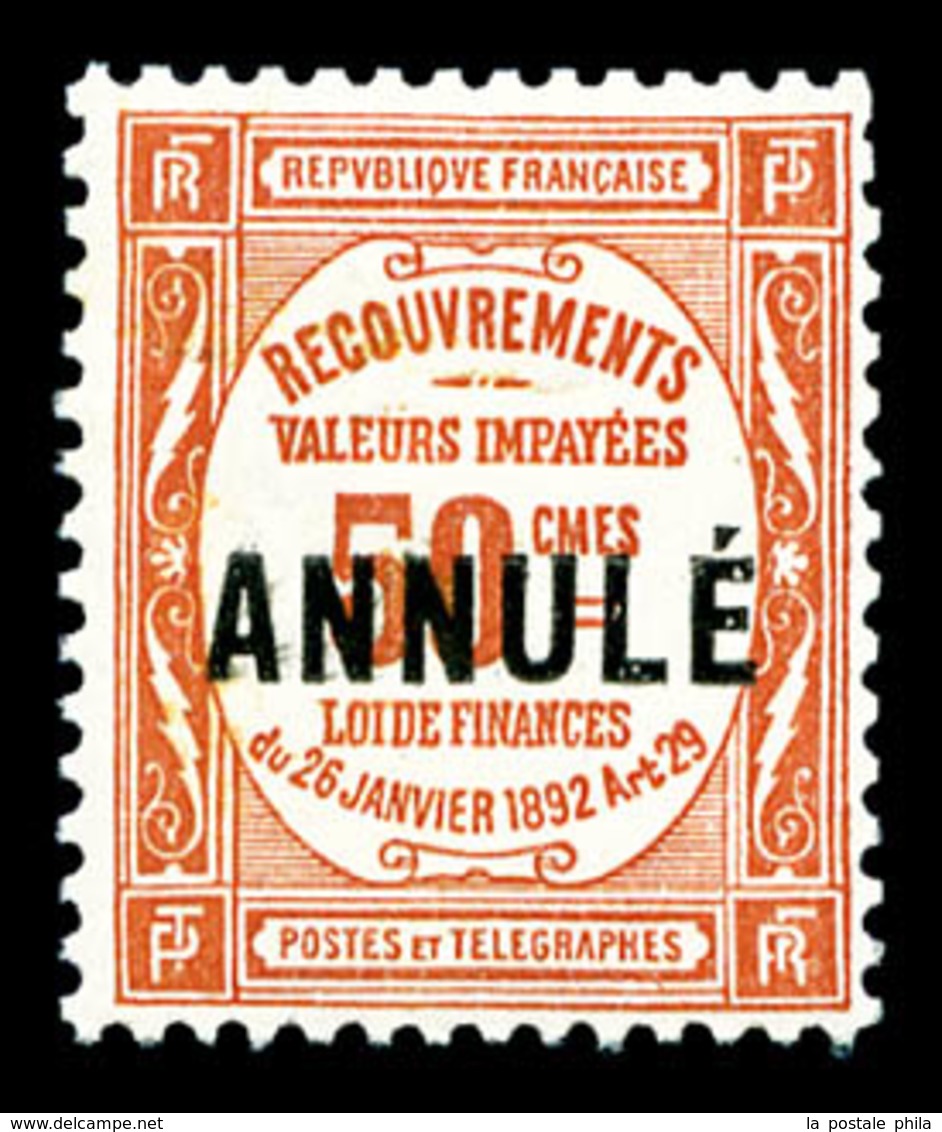 ** N°47CI 1, 50c Rouge Surchargé 'ANNULE' (A), Frais Et SUP (certificat)   Qualité: **   Cote: 1100 Euros - Cours D'Instruction