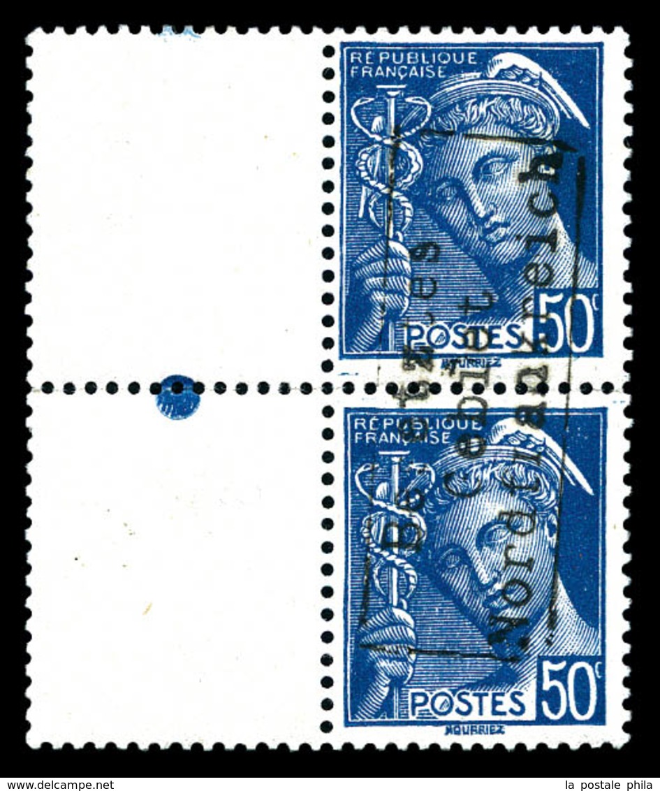 * N°7, 50c Bleu En Paire Bdf Surchargée 'Coudekerque'. TB (signé Brun)   Qualité: *   Cote: 280 Euros - War Stamps