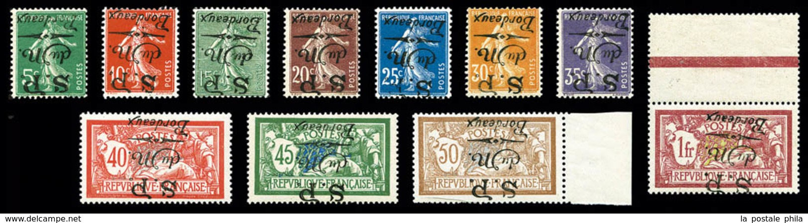 ** N°1/11, Série Complète De 11 Valeurs Avec Surcharge Renversée (des Ex*), SUPERBE Et RARE (signés/certificat)    Quali - War Stamps