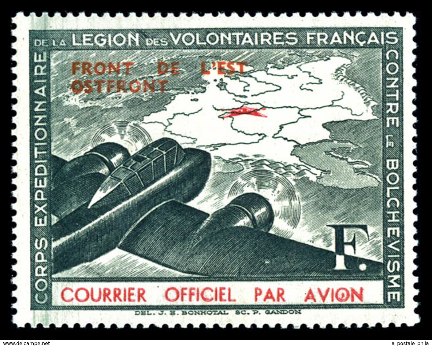 ** N°4A, (N° Maury), NON EMIS, 'F' Vert Surcharge Rouge Au Lieu De Noire. SUPERBE. R.R. (signé Scheller/certificat)   Qu - War Stamps