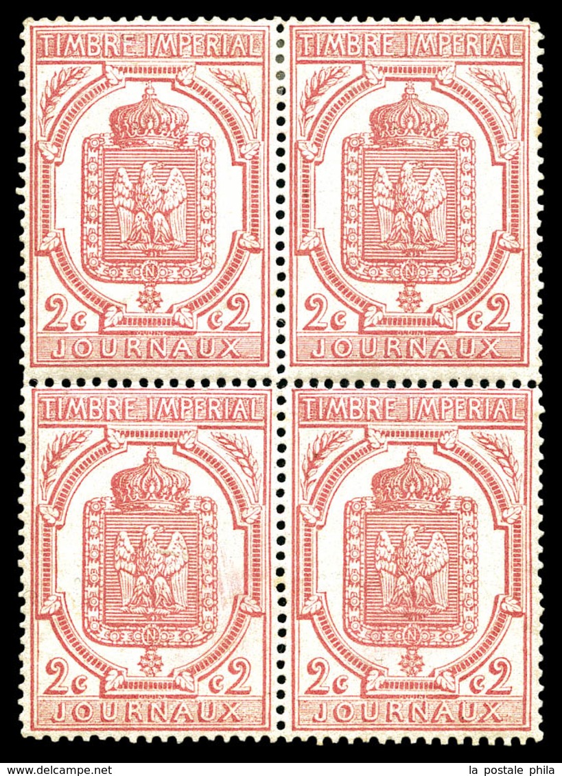 ** N°9, 2c Rose En Bloc De Quatre (2ex*), Fraîcheur Postale. SUP (certificat)   Qualité: ** - War Stamps