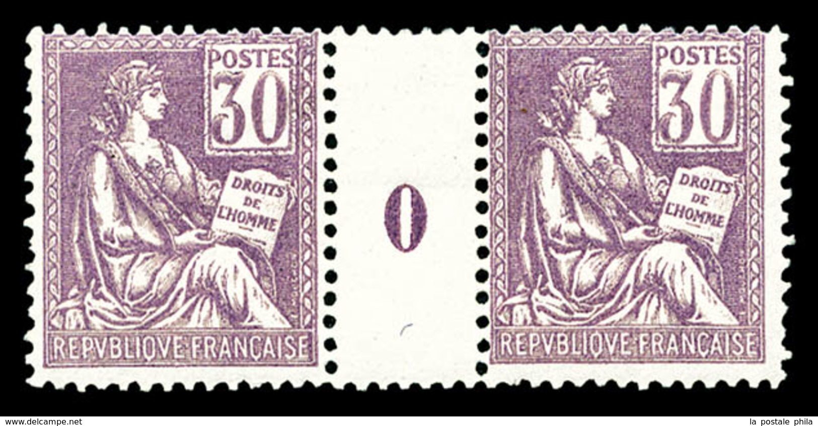 ** N°115, 30c Violet En Paire Millésime '0', TB   Qualité: **   Cote: 820 Euros - Millesimes